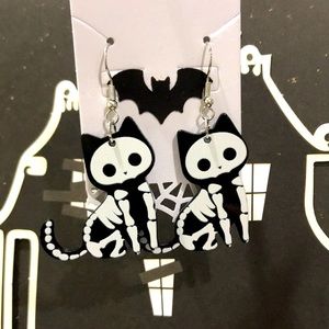 Cat Skeleton Earrings